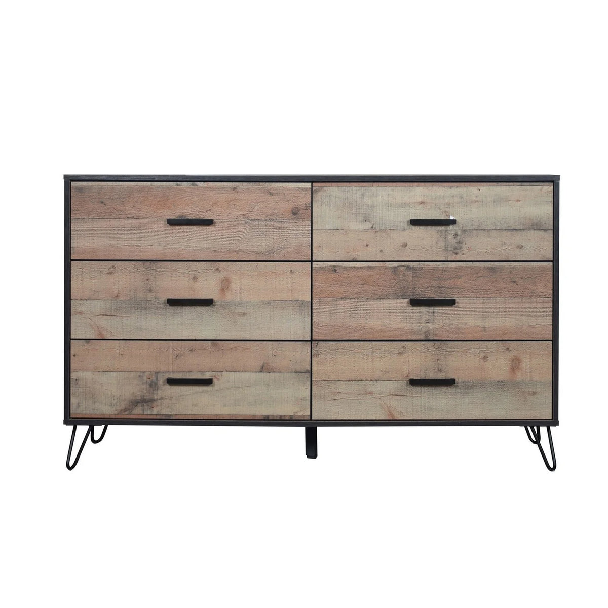Rustic Brown Wood 6 Drawer Dresser S6370