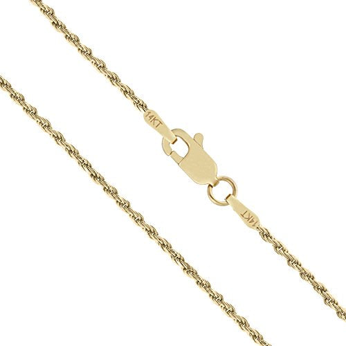 14K Solid Yellow Gold Rope Chain Necklace Lobster Clasp, 16" - 24" C84729