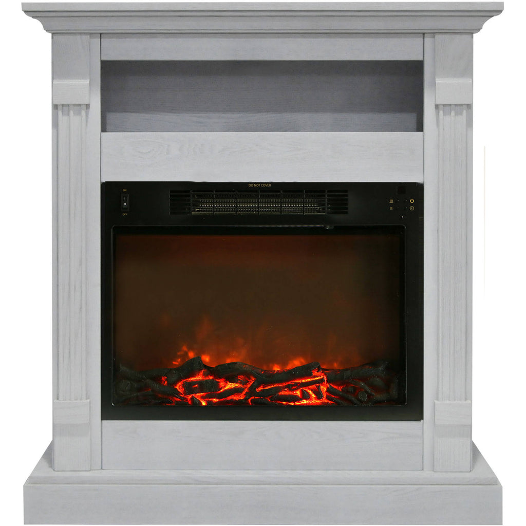 White Fireplace Mantel with Electronic Fireplace Insert Z70405