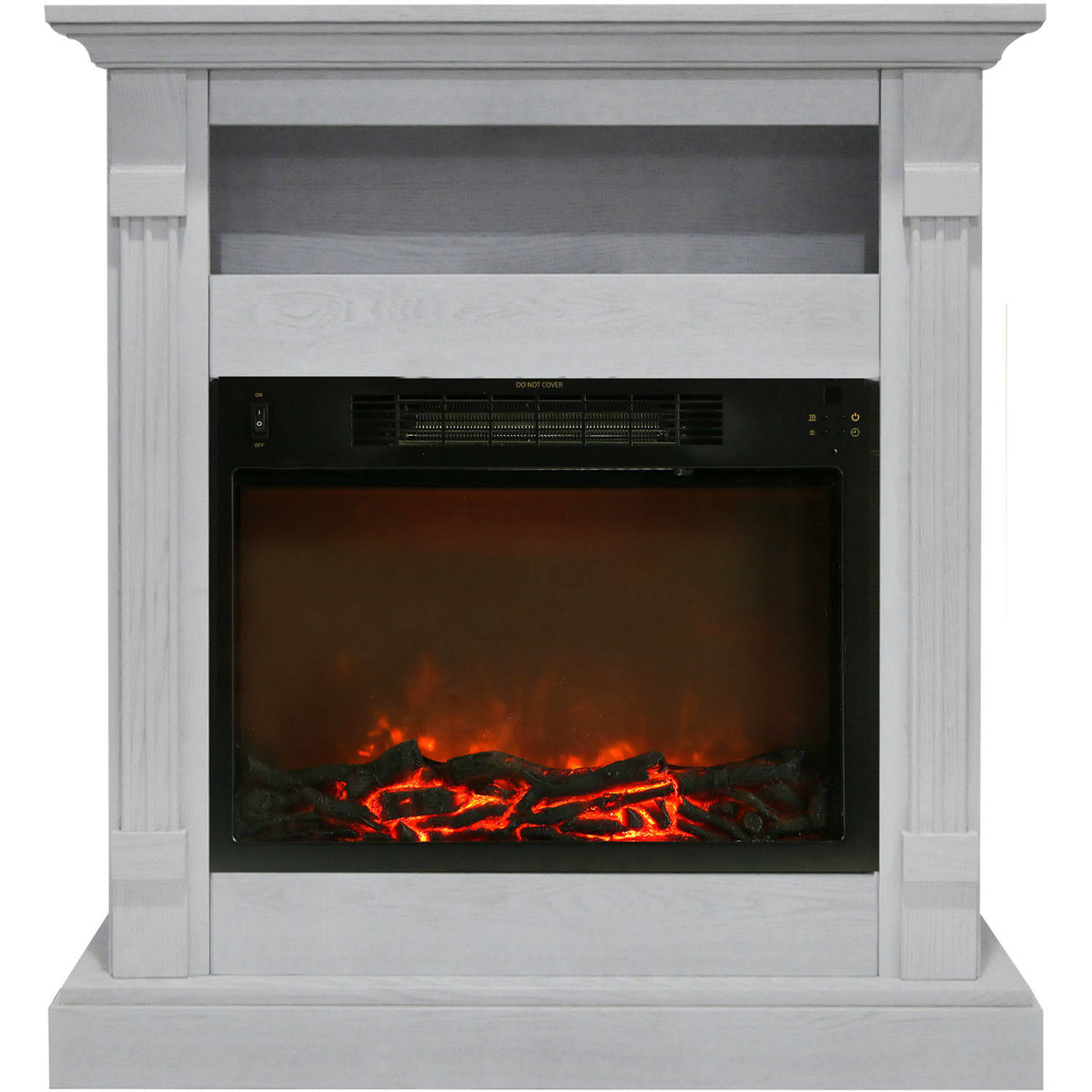 White Fireplace Mantel with Electronic Fireplace Insert Z70405