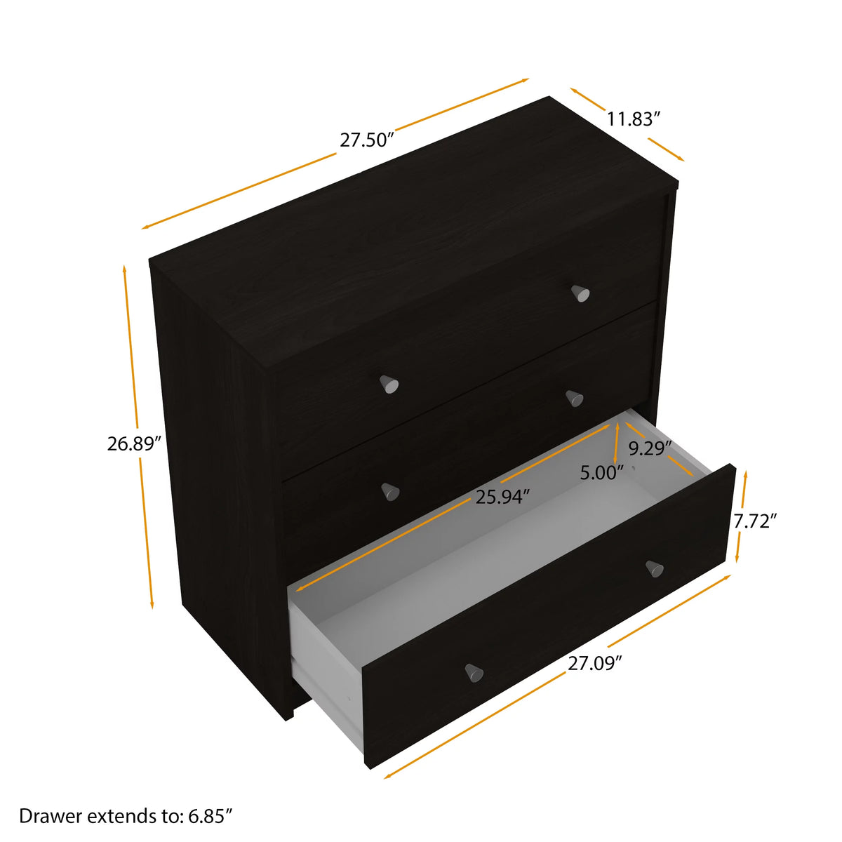 White 3 Drawer Dresser F66026