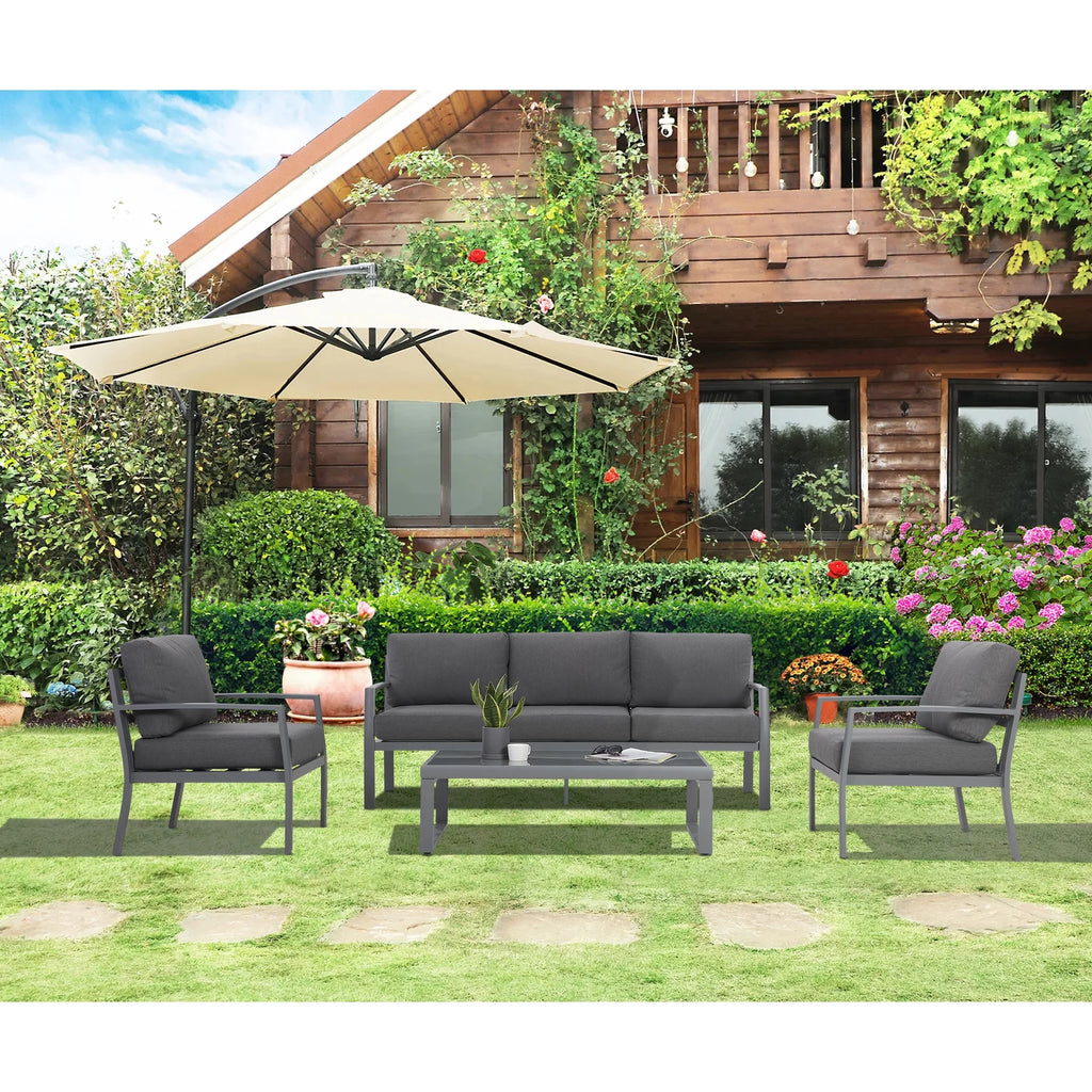 4 Piece Metal Patio Furniture Set with Cushions V230151