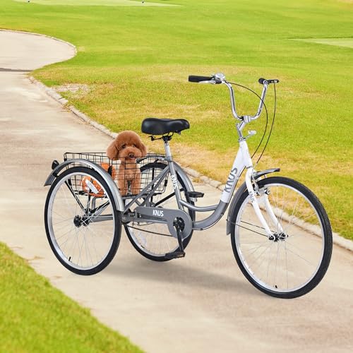 24'' 7 Speed 3 Wheel Tricycle with Shopping Basket V86475