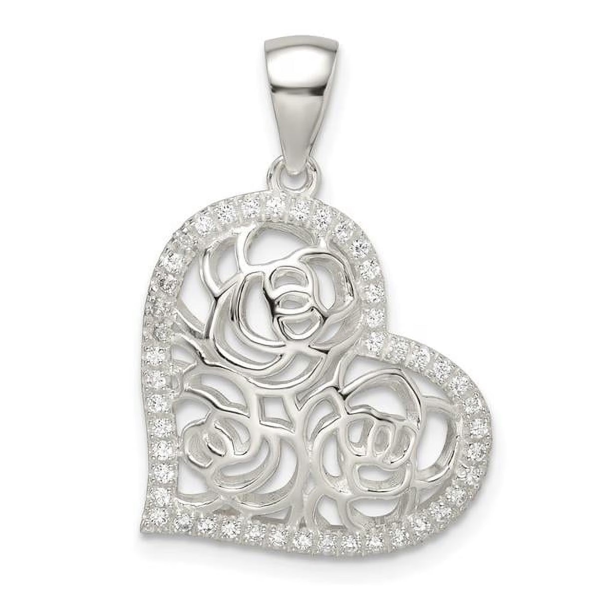 Sterling Silver CZ Heart Pendant G283