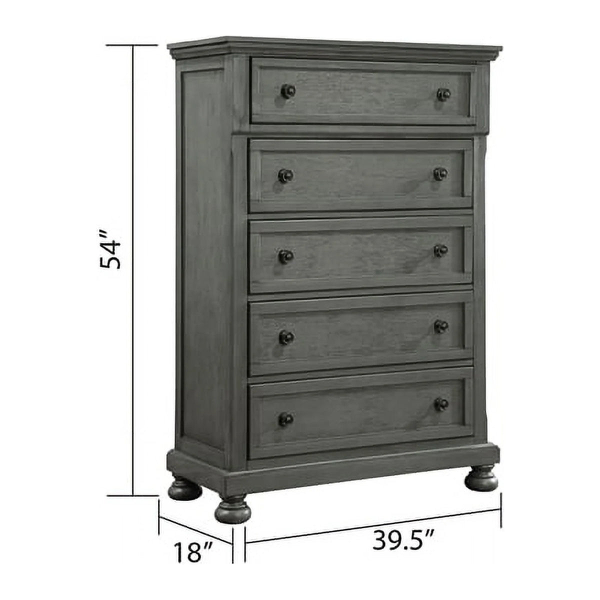 5PC King Bedroom Set with Wood & Rustic Gray Finish A14913