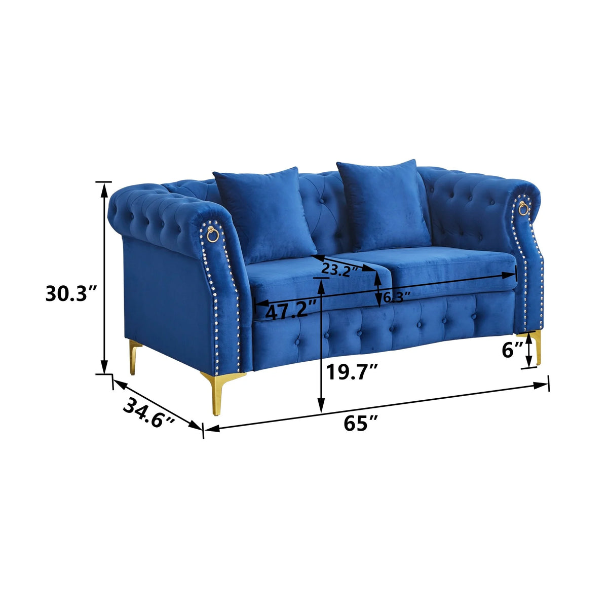 Blue Velvet Button-tufted Loveseat X669526