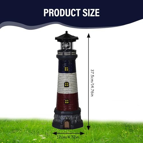 15" Tall Waterproof Resin Lighthouse Solar Light X52351