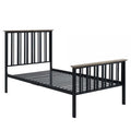 Antique Oak Brown & Black Twin Size Bed with Slatted Metal Frame J407147