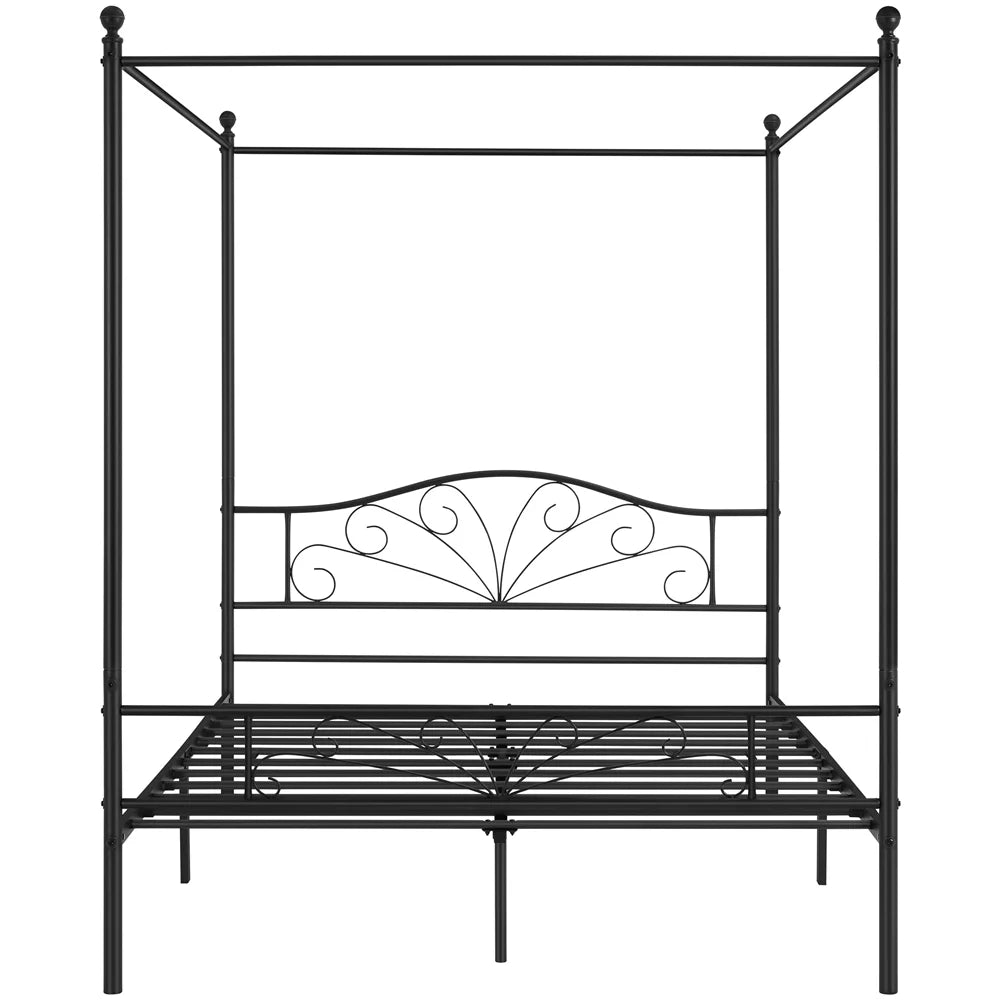 Black Queen Canopied Platform Bed J41589