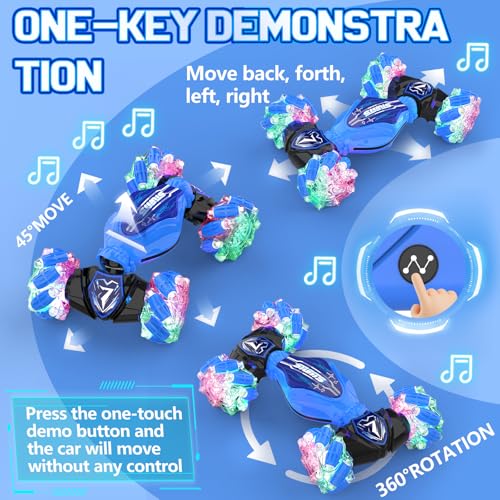 Gesture Sensing Remote Control Car Toys - Drift RC Stunt Car for Kids | 360° Rotating 4WD Transform RC Cars | 2.4Ghz Hand Controlled with Lights Music | Birthday to Boys (Purple) D2340