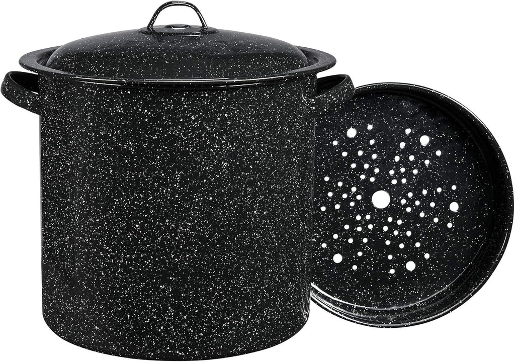 15.5 Qt Enameled Steel Steamer with Lid and Insert D810874