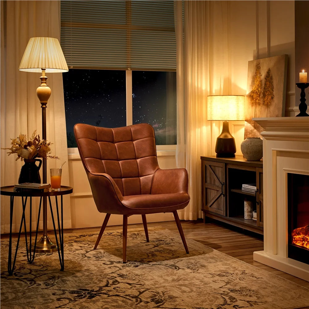 Brown Faux Leather Accent Chair H250