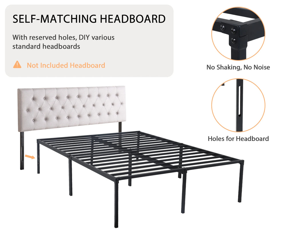 King Size 18 Inch Metal Platform Bed Frame Y43461