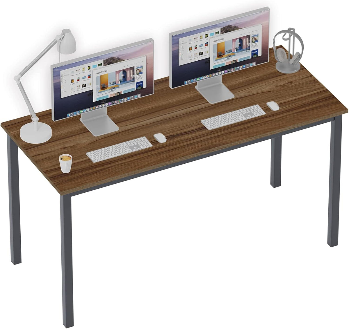 Teak Computer Desk with White Leg T2110