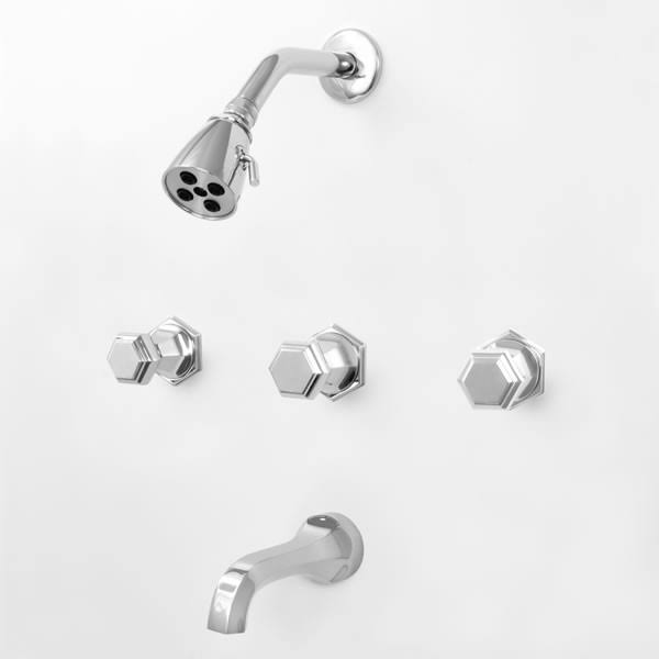 Three Valve Tub & Shower Set Satin Nickel PVD T6367