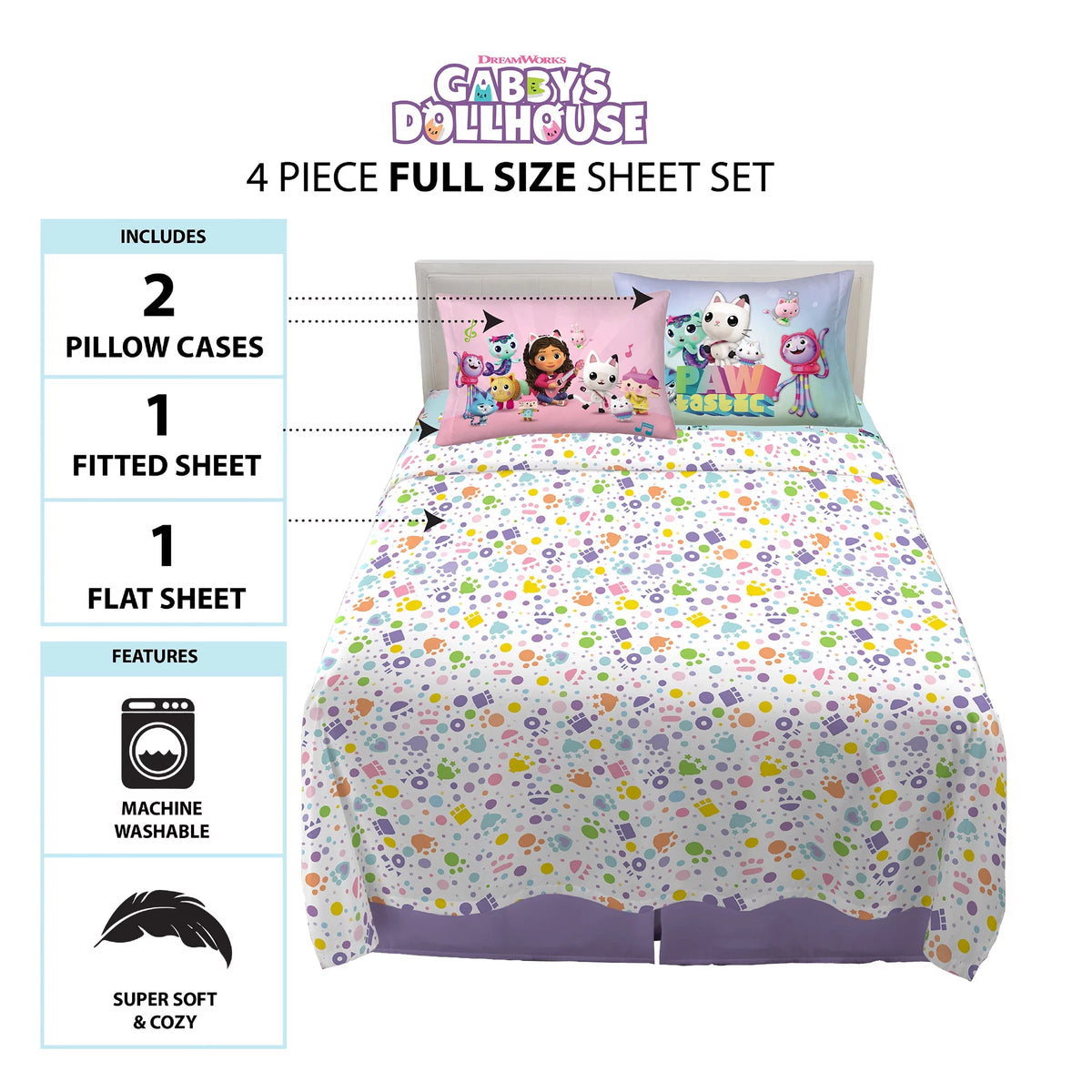 Kids Full Sheet Set, White and Blue M83816