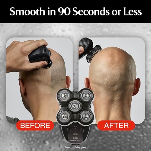 Cordless Head Shaver Electric Razor with 5 Dual Track Heads, 360 Flexing Head & Pop-Up Trimmer, Wet/Dry Shaving, 60 Mins Run Time H584