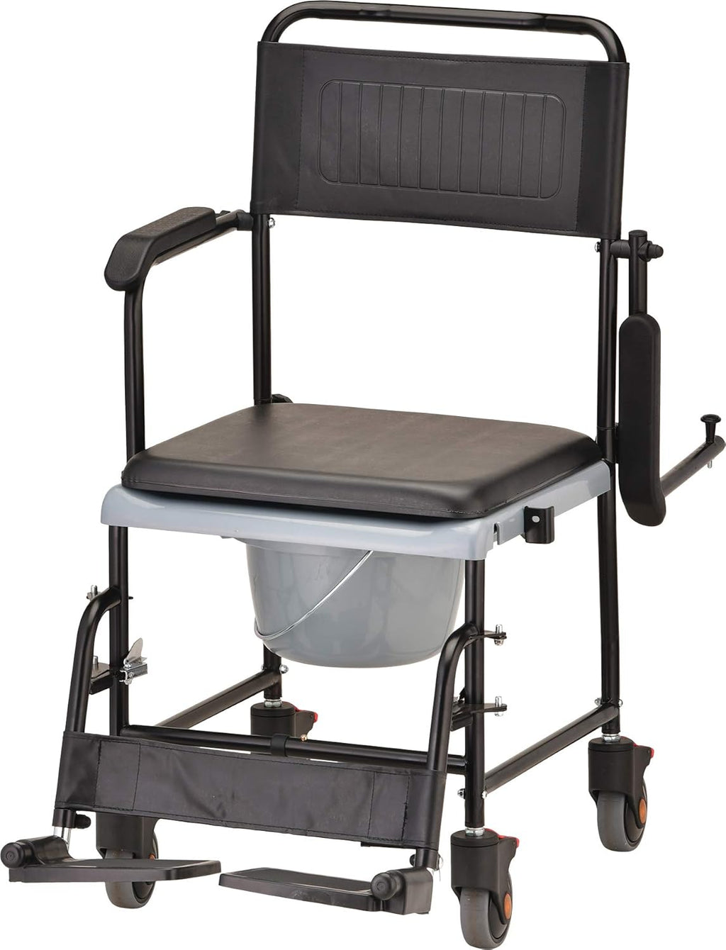 Hammertone Transport Chair Commode with Locking Wheels and Removable Padded Seat B598707