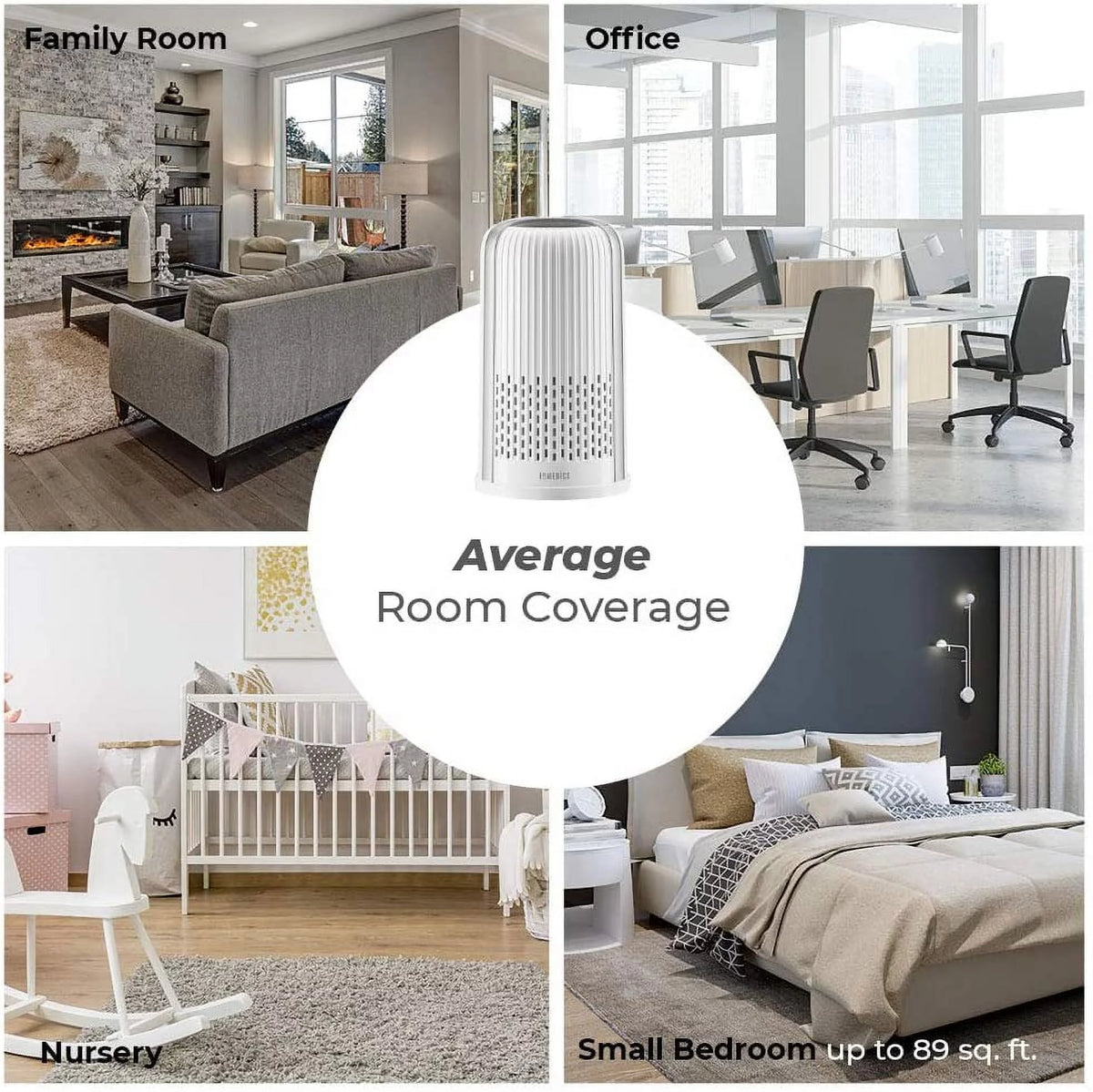 White 4-in-1 Tower Air Purifier with HEPA Filtration E42054