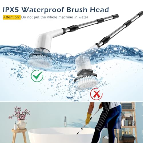 Cordless Electric Spin Scrubber with 8 Replaceable Brush Heads I2604