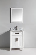24 in. Single Sink Vanity in Carrara Marble & Mirror - White N87397