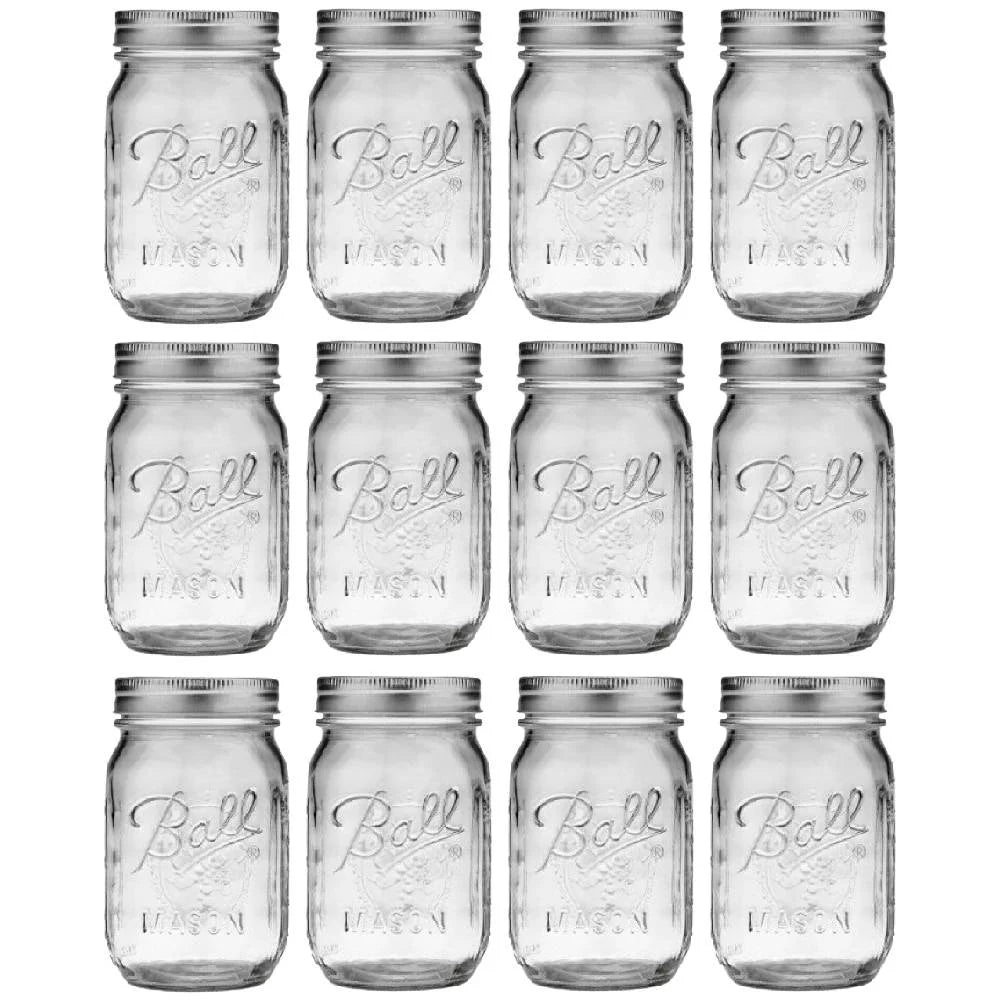 16 oz Glass Mason Jar with Lid and Band 12-Pack K709