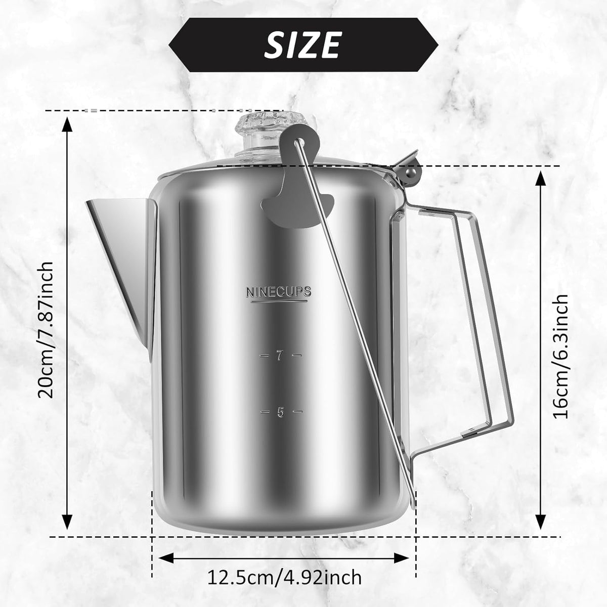 9 Cup Stainless Steel Camping Coffee Pot C67154