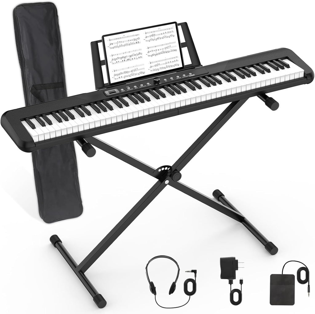 88 Key Semi Weighted Digital Piano with Stand, Sustain Pedal, Headphones, Carrying Case, Power Supply M392464