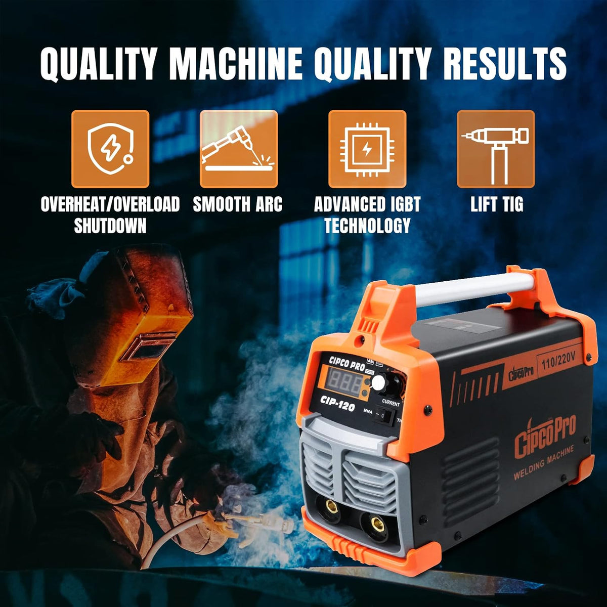 110/220V Dual Voltage IGBT Stick Welder with Lift TIG K86571