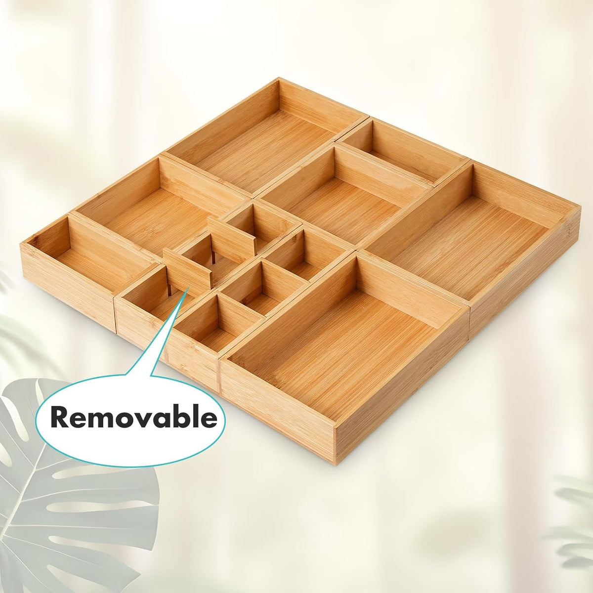 Set of 9 Bamboo Wood Drawer Organizer D175