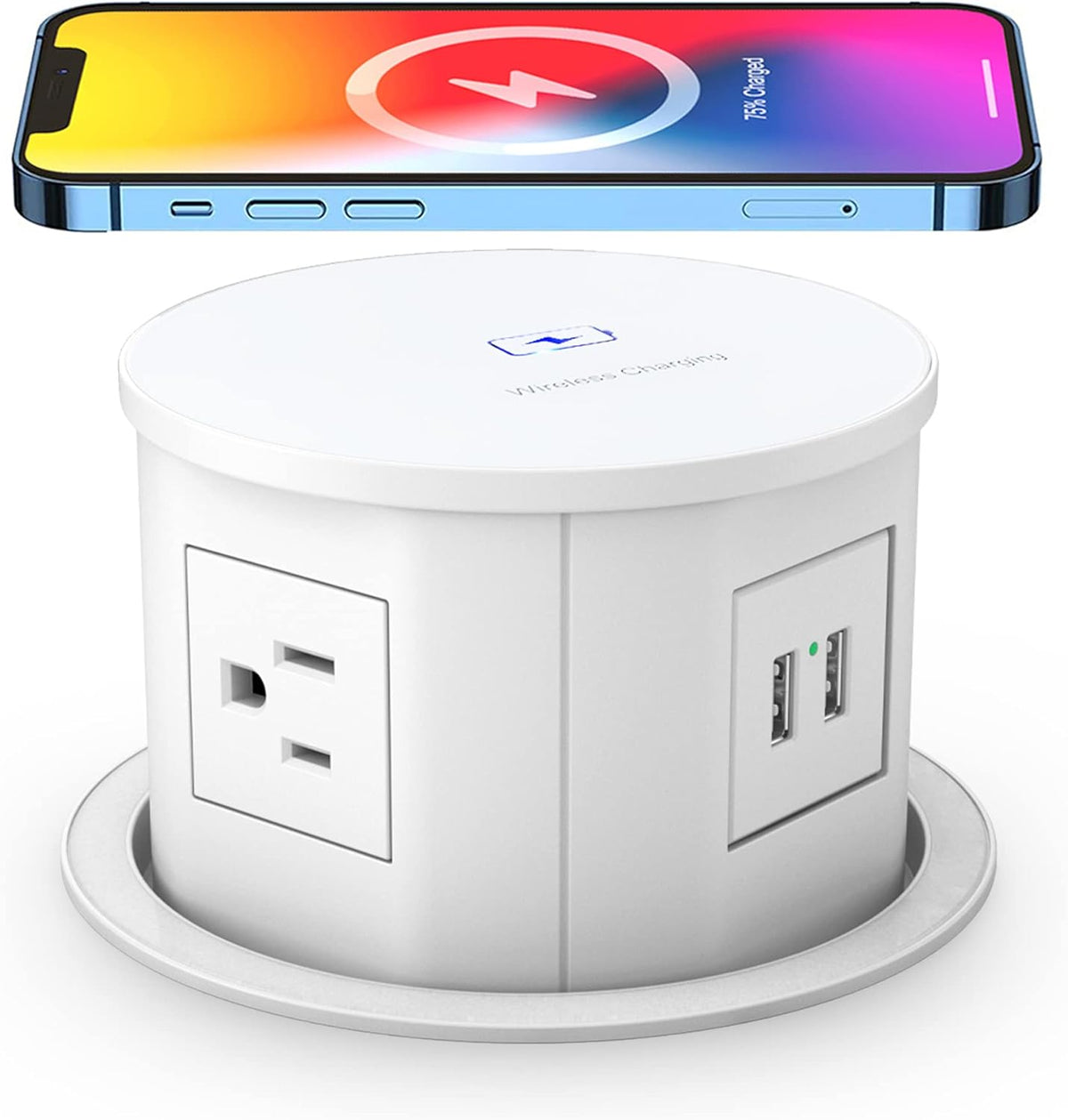 Pop up Power Outlet with 10W Wireless Charger, 4 Outlets, 2 USB T53599