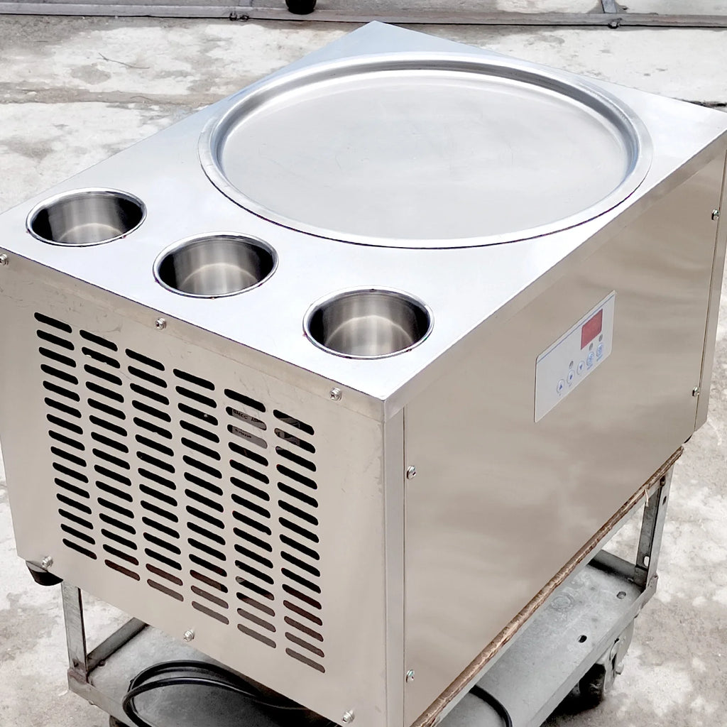 18'' Round Ice Pan Ice Cream Roll Machine, 3 Tanks O413