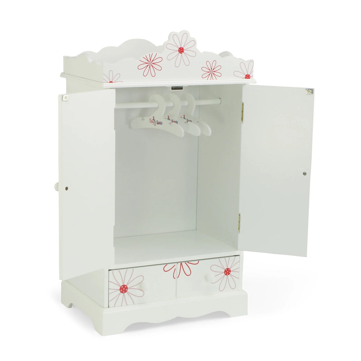 18 Inch Doll Clothes Storage Closet Armoire with 3 Notched Doll Clothes Hangers B4247