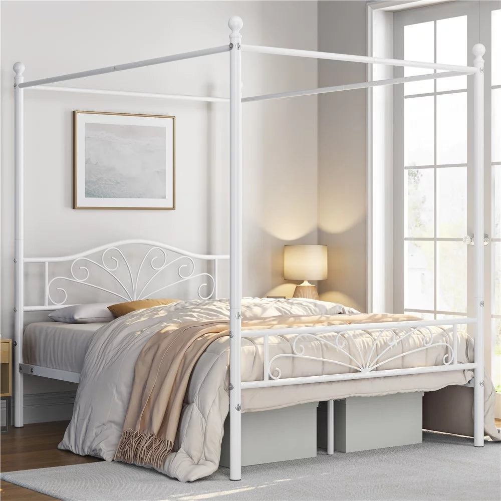 Black Queen Canopied Platform Bed J41589