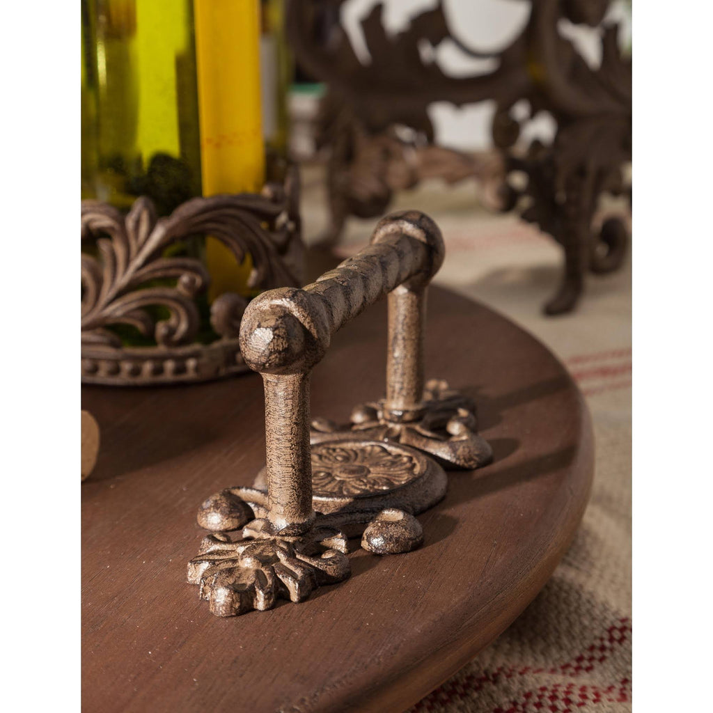 Wood Lazy Susan with Metal Handles N1034