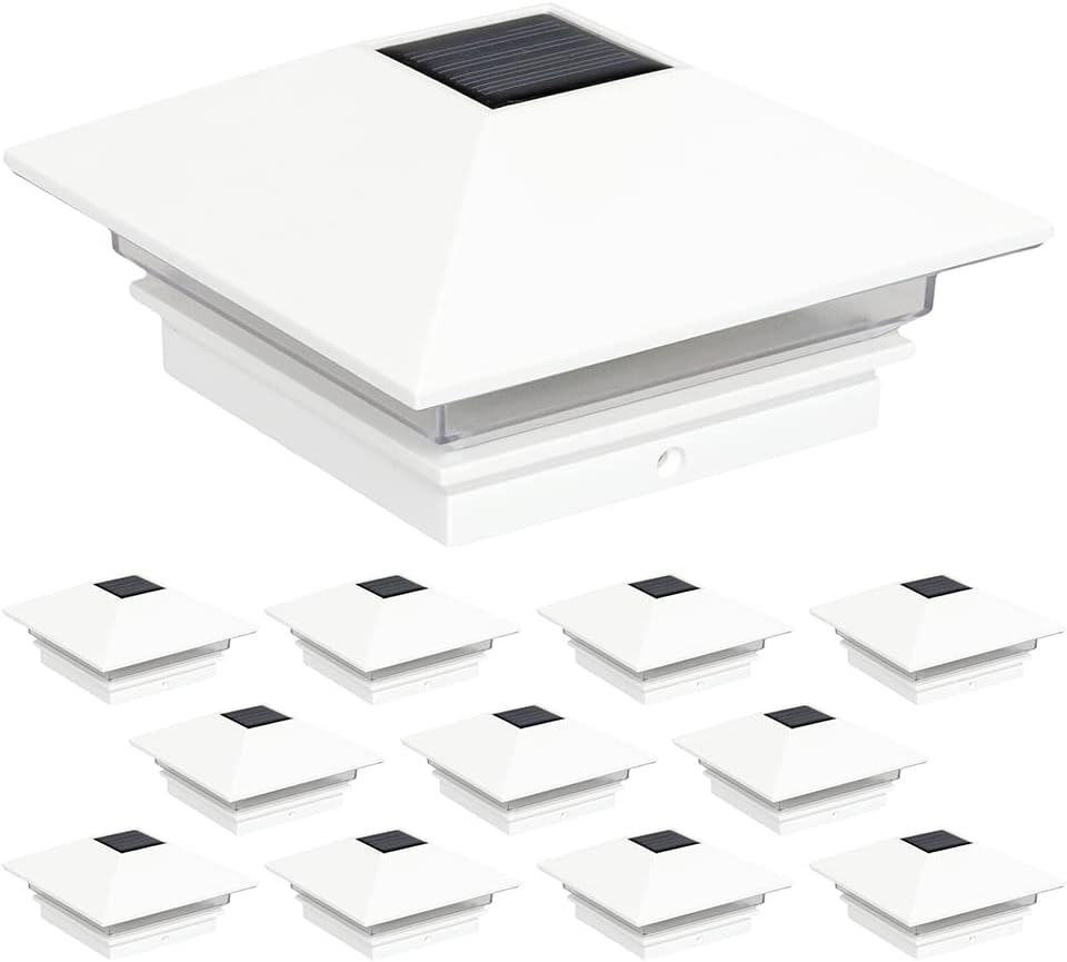 8 Pack White Solar LED Post Lights L865473