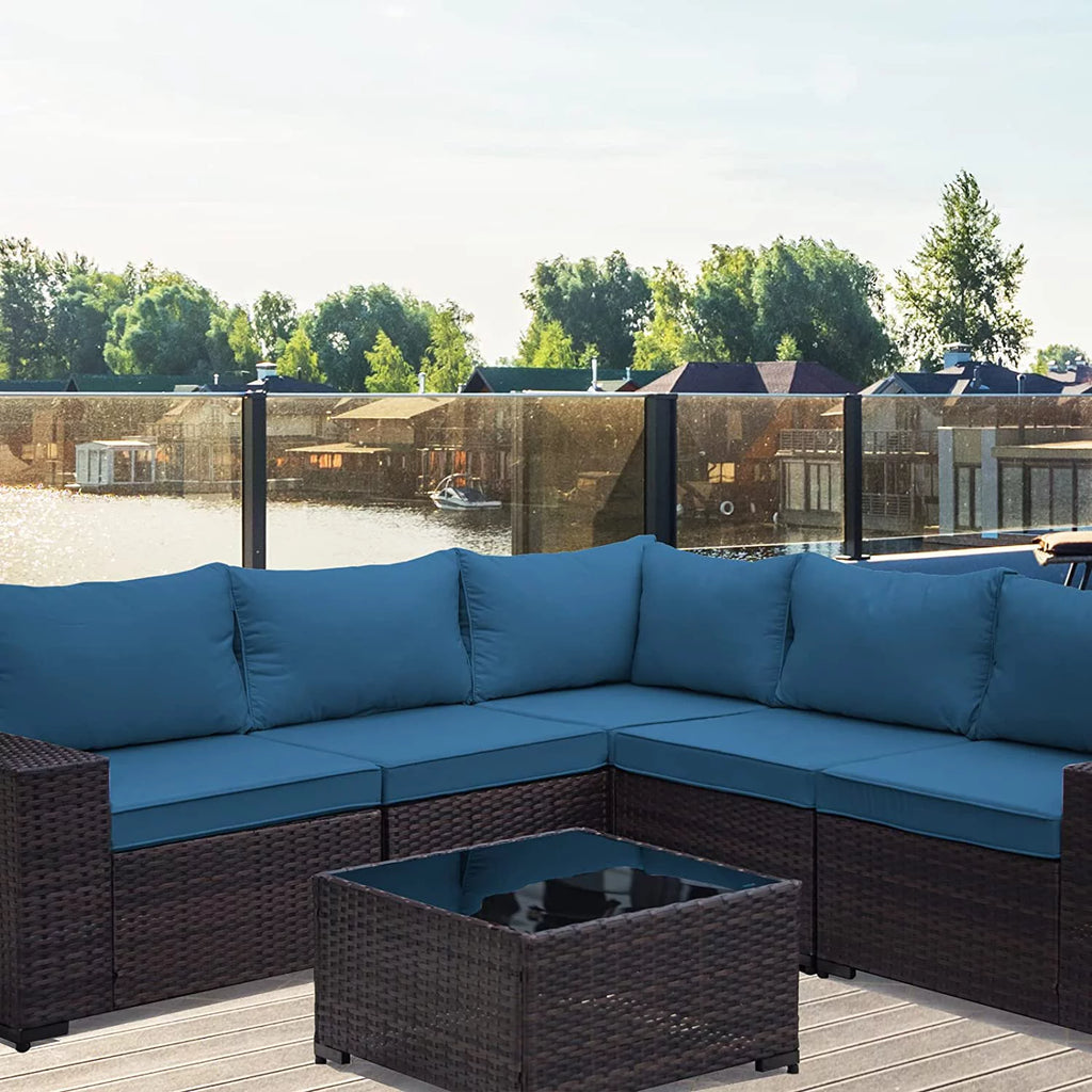 6 Piece PE Rattan Wicker Patio Sofa Set V1597