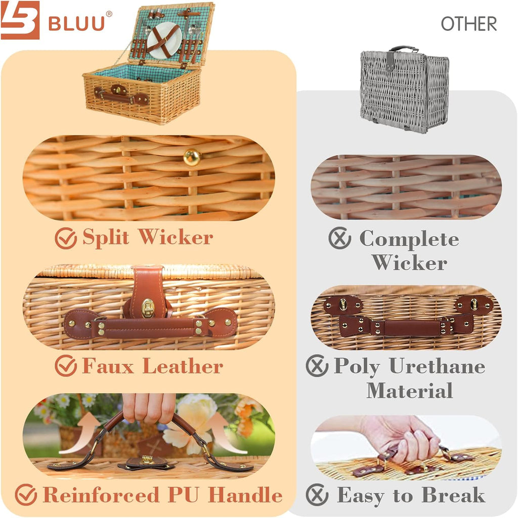 Small Wicker Picnic Basket for 2 Persons with Cutlery K654523