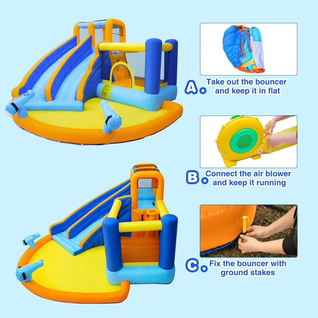 Kids Inflatable Water Slide Bouncer with Pool and Air Blower X2417
