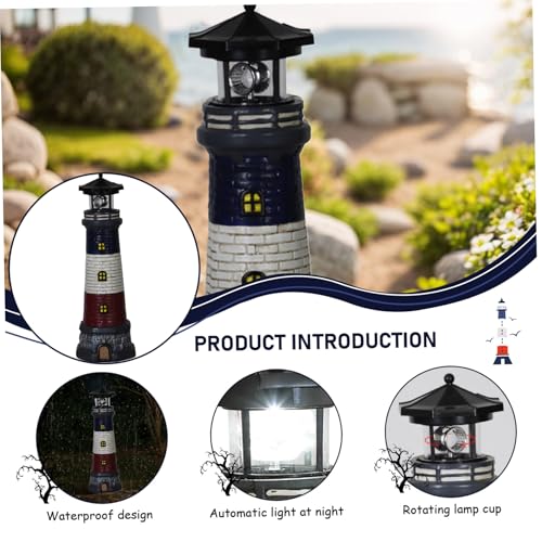 15" Tall Waterproof Resin Lighthouse Solar Light X52351