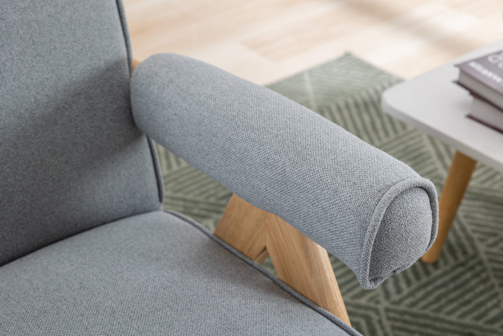 Mid-Century Modern Accent Chair with Solid Wood Armrest K581278