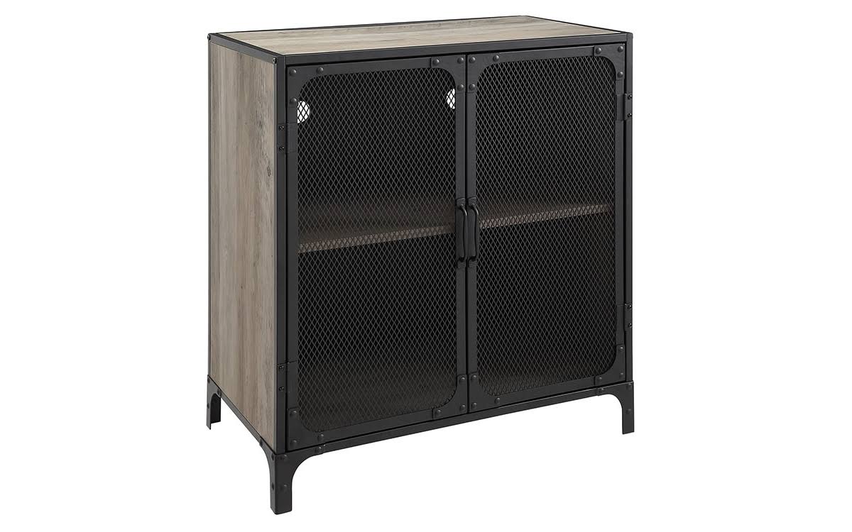 Grey Wash Gray Industrial Accent Cabinet T655821