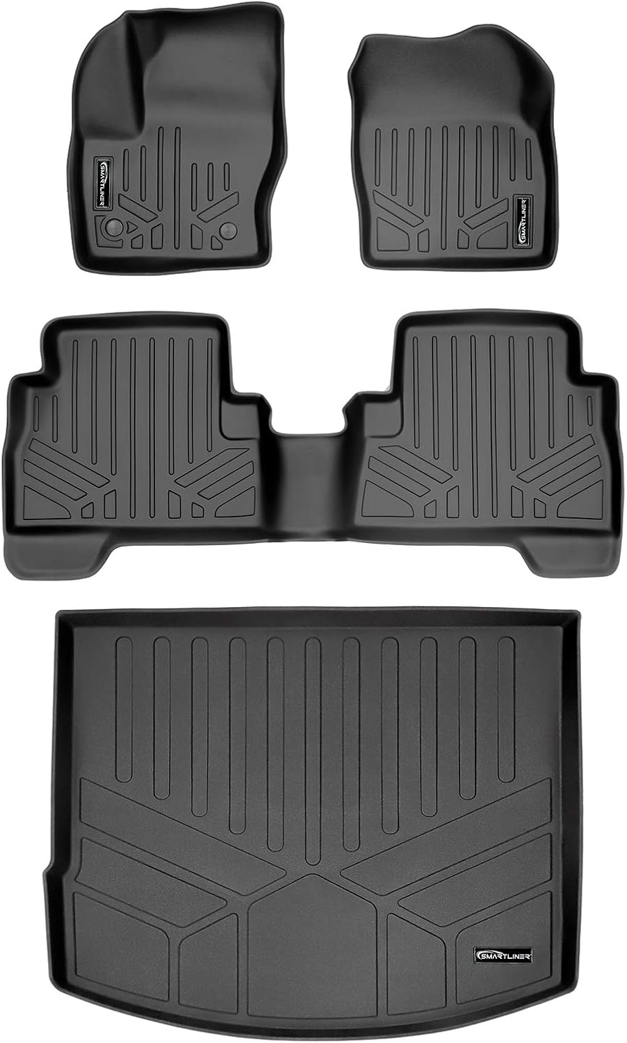 Custom Fit Floor Mats 2 Rows and Cargo Liner Set Black J238