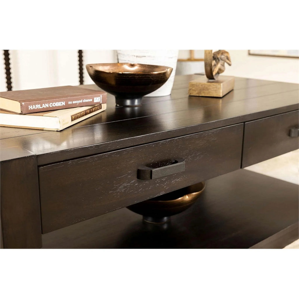 Brown 2-Drawer Wood Coffee Table Q901605