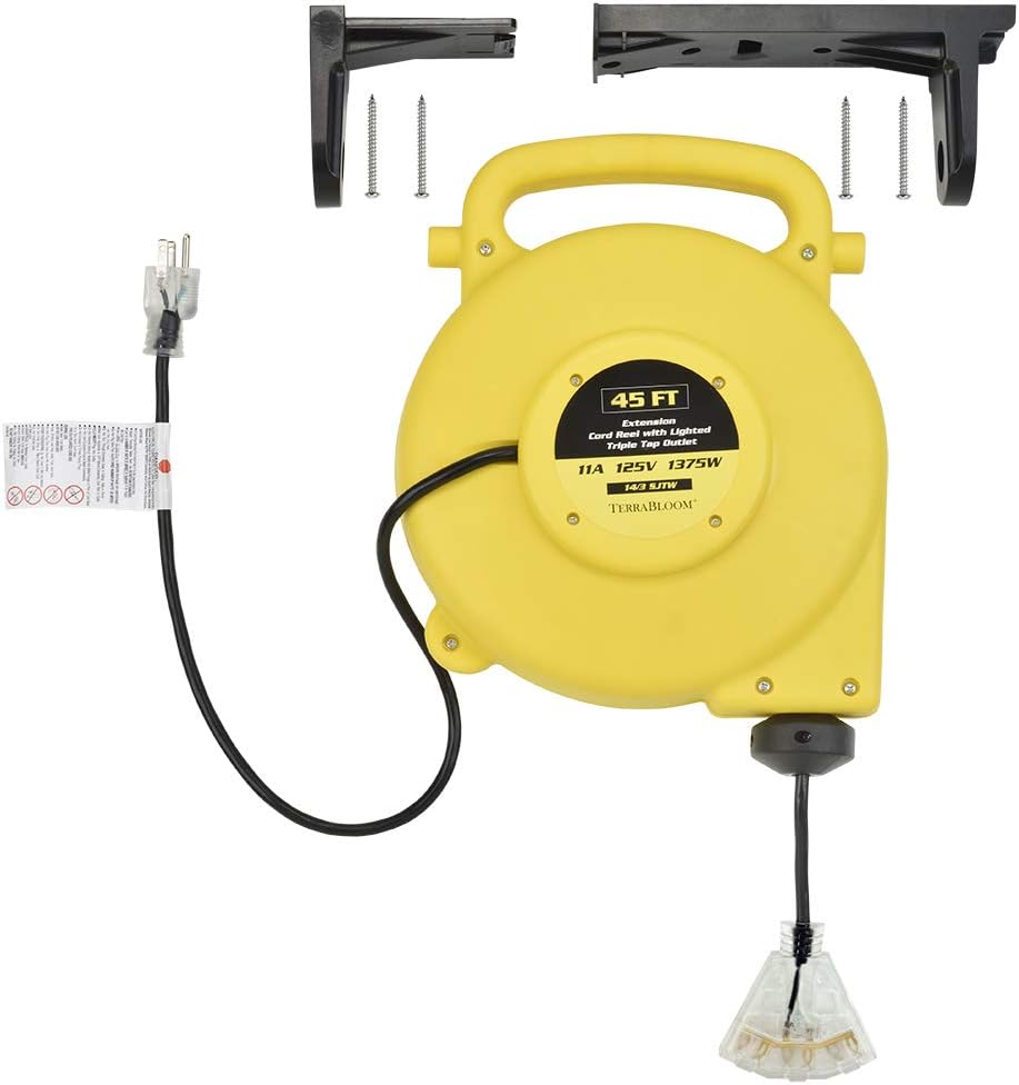 40 Ft 12/3 Retractable Extension Cord Reel with 3 Outlets L99985