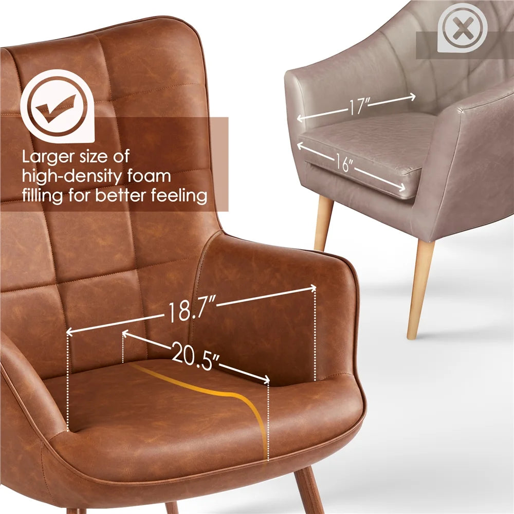 Brown Faux Leather Accent Chair H250