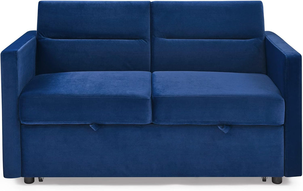 Blue Velvet 2 Seater Convertible Sofa Bed X600139