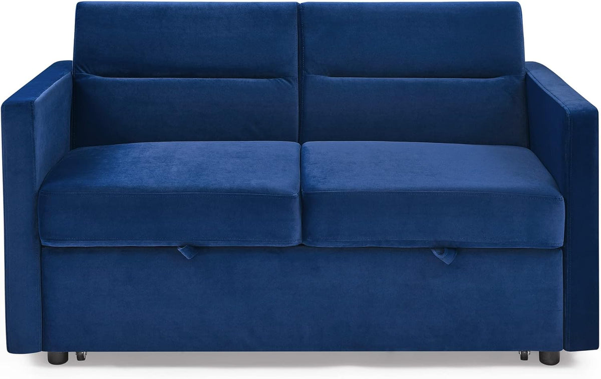 Blue Velvet 2 Seater Convertible Sofa Bed X600139