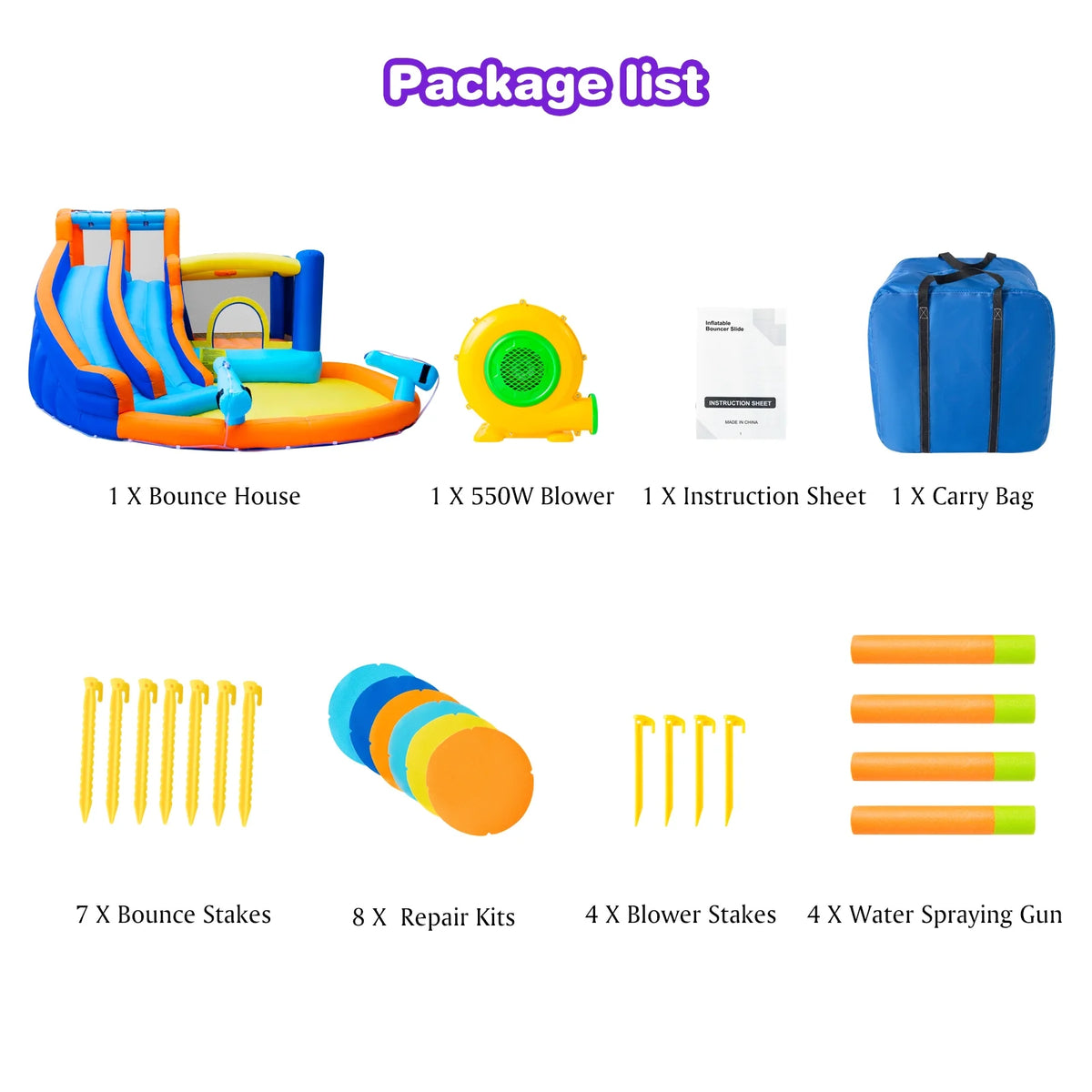 Kids Inflatable Water Slide Bouncer with Pool and Air Blower X2417