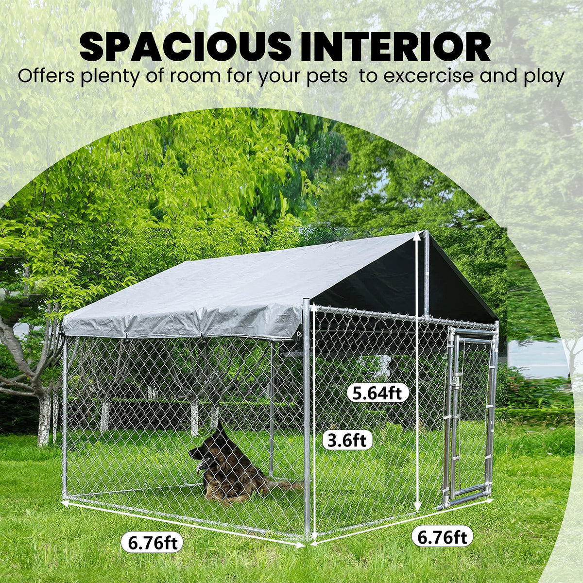 Large Outdoor Dog Kennel with Waterproof Cover and Lock L89882
